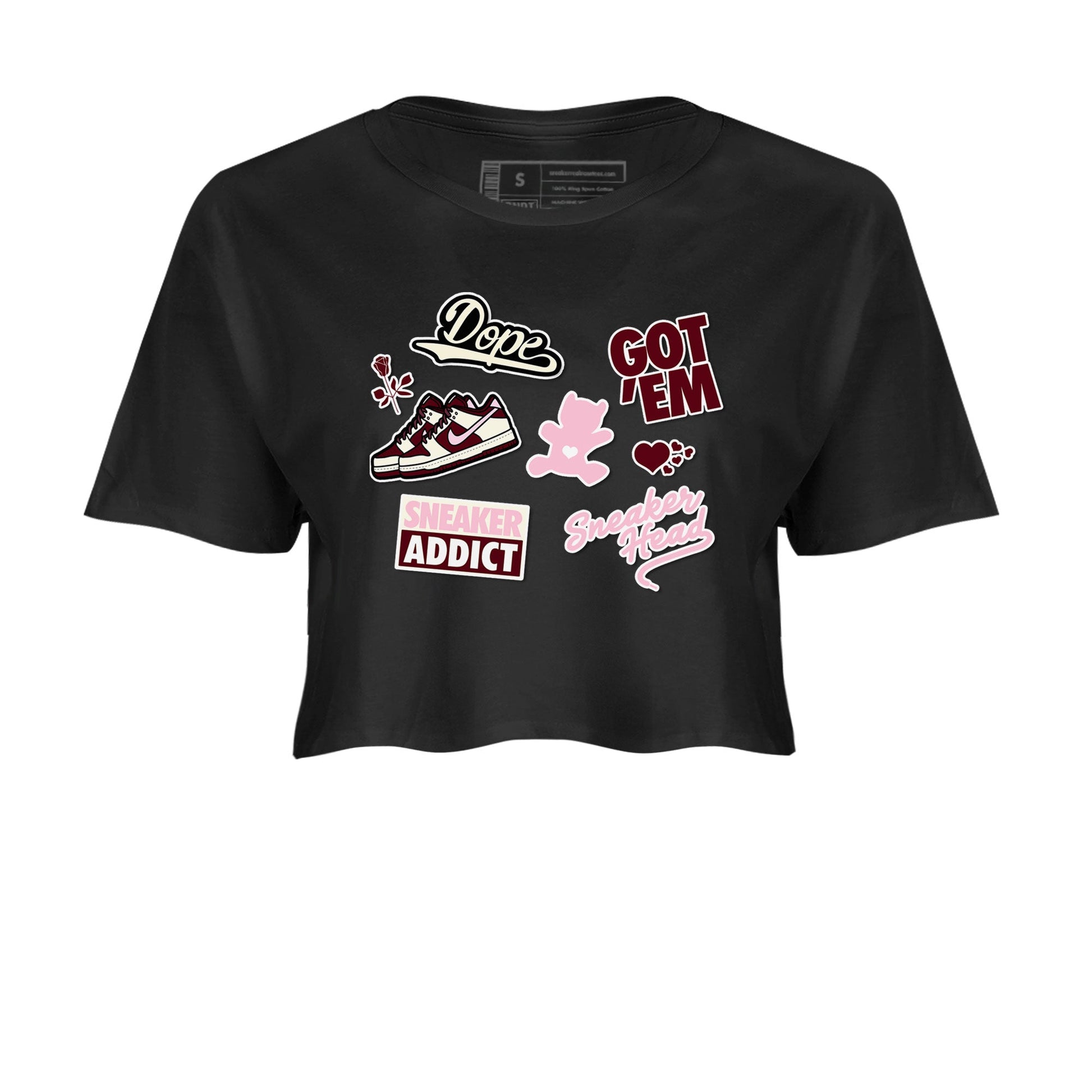 Dunk Valentine's Day shirt to match jordans Sneakerhead Sticker sneaker tees Dunk Valentines Day SNRT Sneaker Tees Sneaker Matching Cotton Shirt Black 2 crop length shirt
