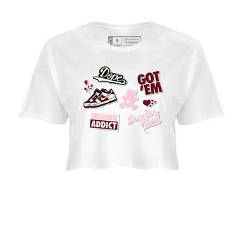 Dunk Valentine's Day shirt to match jordans Sneakerhead Sticker sneaker tees Dunk Valentines Day SNRT Sneaker Tees Sneaker Matching Cotton Shirt White 2 crop length shirt