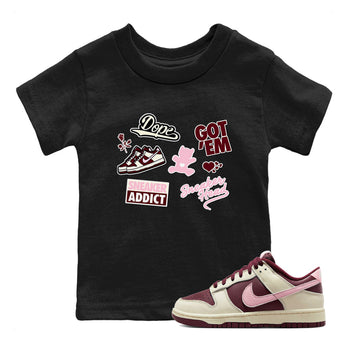 Dunk Valentine's Day shirt to match jordans Sneakerhead Sticker sneaker tees Dunk Valentines Day SNRT Sneaker Tees Sneaker Matching Cotton Shirt baby toddler Black 1 cotton Shirt