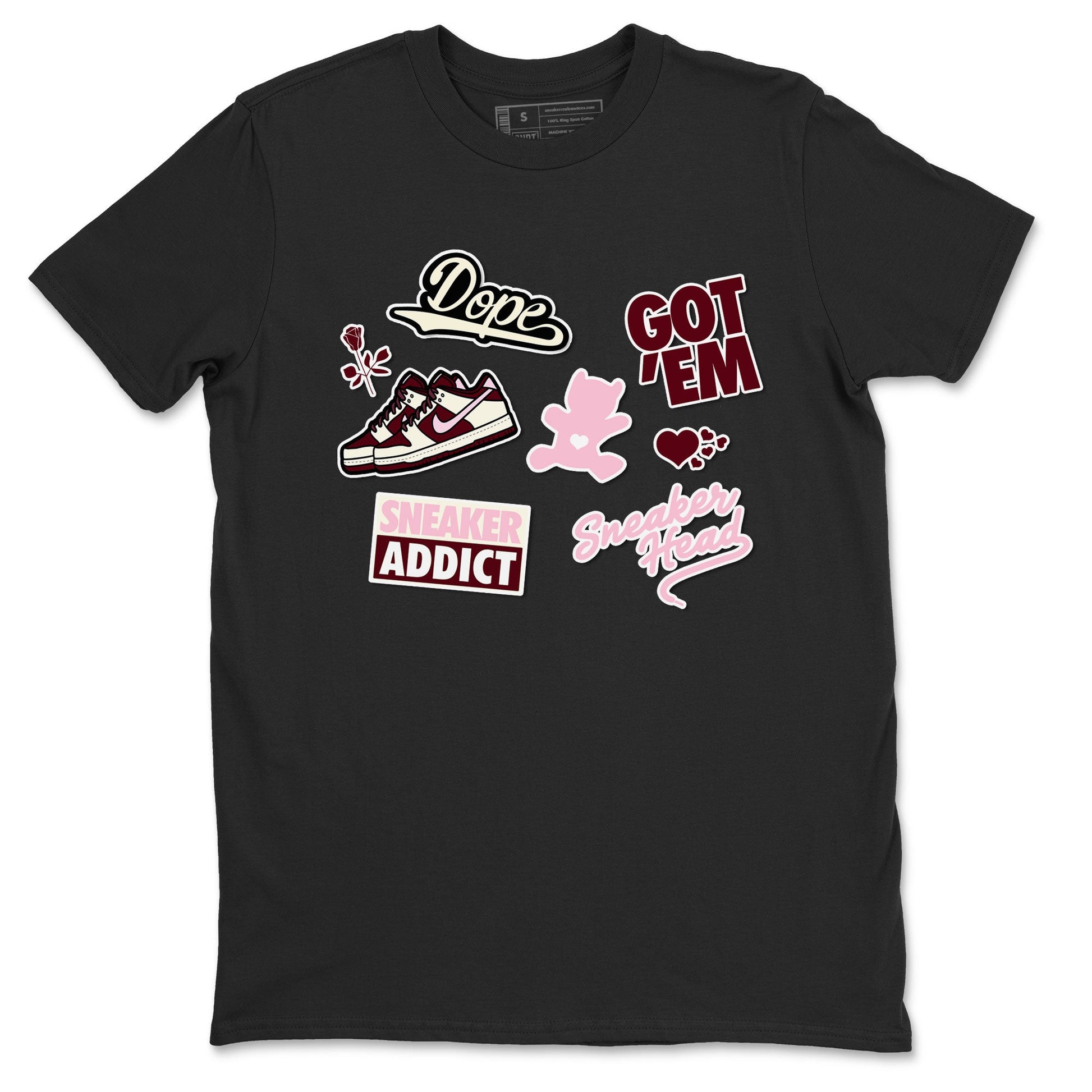 Dunk Valentine's Day shirt to match jordans Sneakerhead Sticker sneaker tees Dunk Valentines Day SNRT Sneaker Tees Sneaker Matching Cotton Shirt unisex cotton Black 2 crew neck shirt