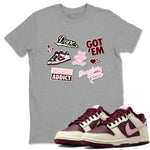 Dunk Valentine's Day shirt to match jordans Sneakerhead Sticker sneaker tees Dunk Valentines Day SNRT Sneaker Tees Sneaker Matching Cotton Shirt unisex cotton Heather Grey 1 crew neck shirt