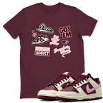 Dunk Valentine's Day shirt to match jordans Sneakerhead Sticker sneaker tees Dunk Valentines Day SNRT Sneaker Tees Sneaker Matching Cotton Shirt unisex cotton Maroon 1 crew neck shirt