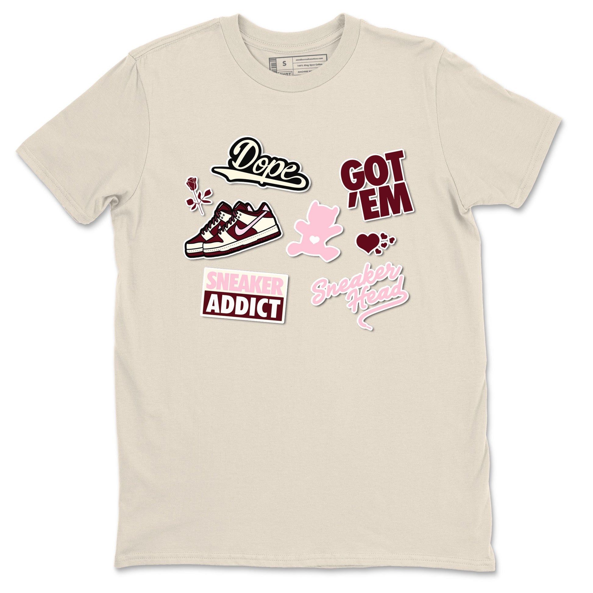 Dunk Valentine's Day shirt to match jordans Sneakerhead Sticker sneaker tees Dunk Valentines Day SNRT Sneaker Tees Sneaker Matching Cotton Shirt unisex cotton Natural 2 crew neck shirt