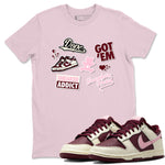 Dunk Valentine's Day shirt to match jordans Sneakerhead Sticker sneaker tees Dunk Valentines Day SNRT Sneaker Tees Sneaker Matching Cotton Shirt unisex cotton Pink 1 crew neck shirt