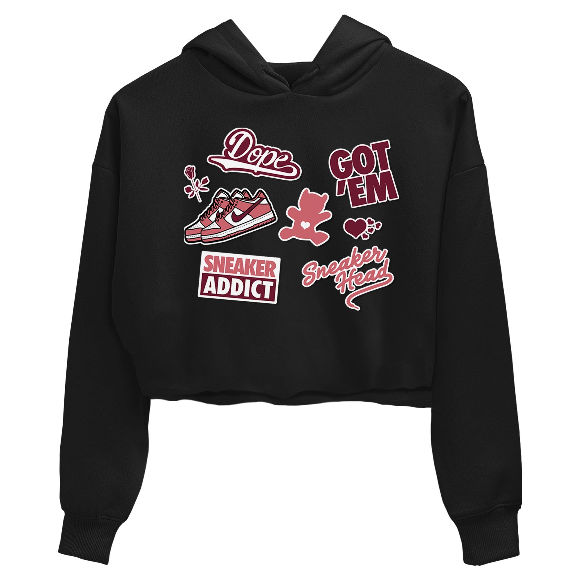 Dunk Low Valentines Day shirt to match jordans Sneakerhead Sticker sneaker tees Dunk Valentine's Day SNRT Sneaker Tees Sneaker Matching Cotton Shirt Black 2 crop length shirt