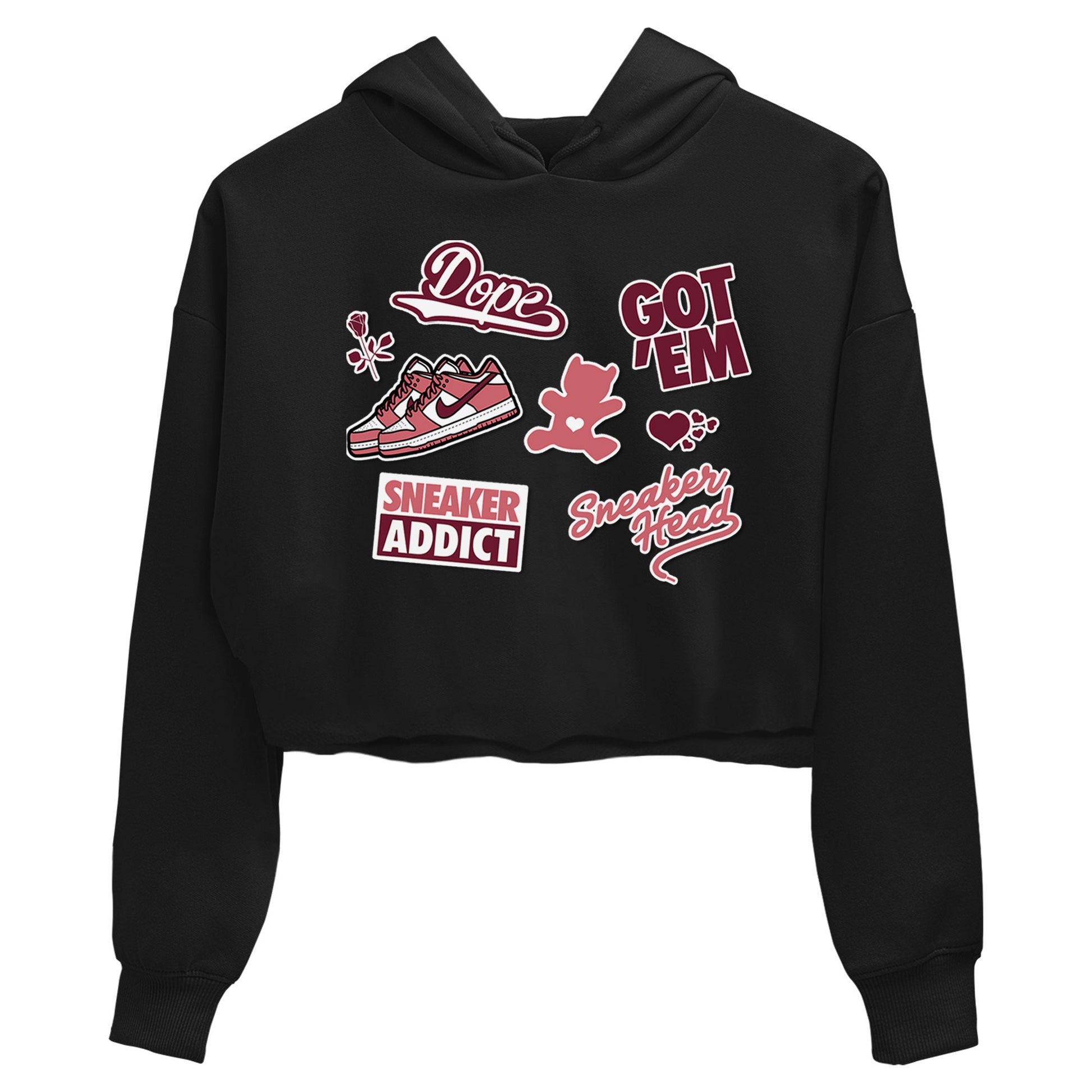 Dunk Low Valentines Day shirt to match jordans Sneakerhead Sticker sneaker tees Dunk Valentine's Day SNRT Sneaker Tees Sneaker Matching Cotton Shirt Black 2 crop length shirt