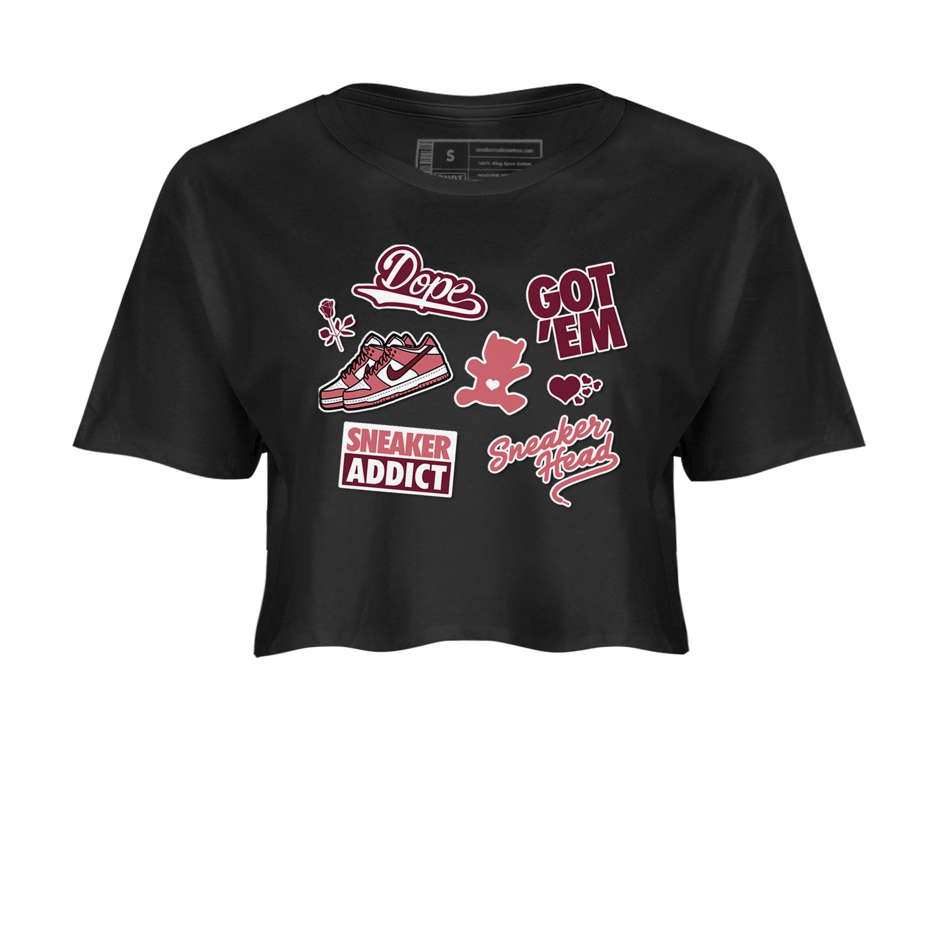 Dunk Low Valentines Day shirt to match jordans Sneakerhead Sticker sneaker tees Dunk Valentine's Day SNRT Sneaker Tees Sneaker Matching Cotton Shirt Black 2 crop length shirt