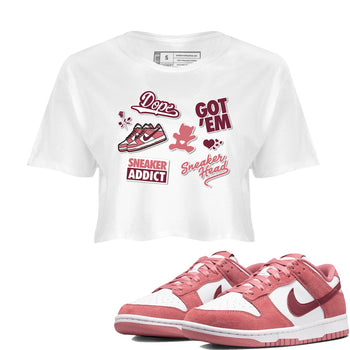 Dunk Low Valentines Day shirt to match jordans Sneakerhead Sticker sneaker tees Dunk Valentine's Day SNRT Sneaker Tees Sneaker Matching Cotton Shirt White 1 crop length shirt