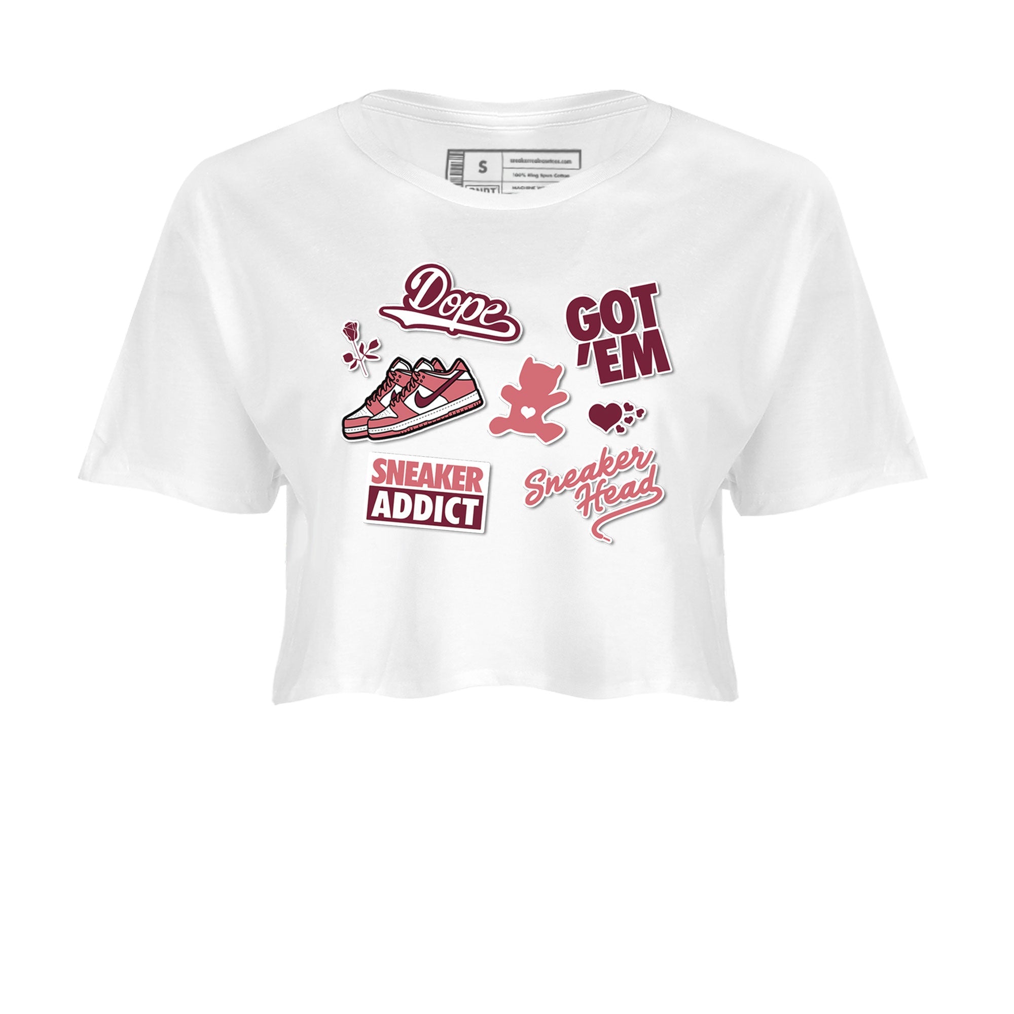 Dunk Low Valentines Day shirt to match jordans Sneakerhead Sticker sneaker tees Dunk Valentine's Day SNRT Sneaker Tees Sneaker Matching Cotton Shirt White 2 crop length shirt