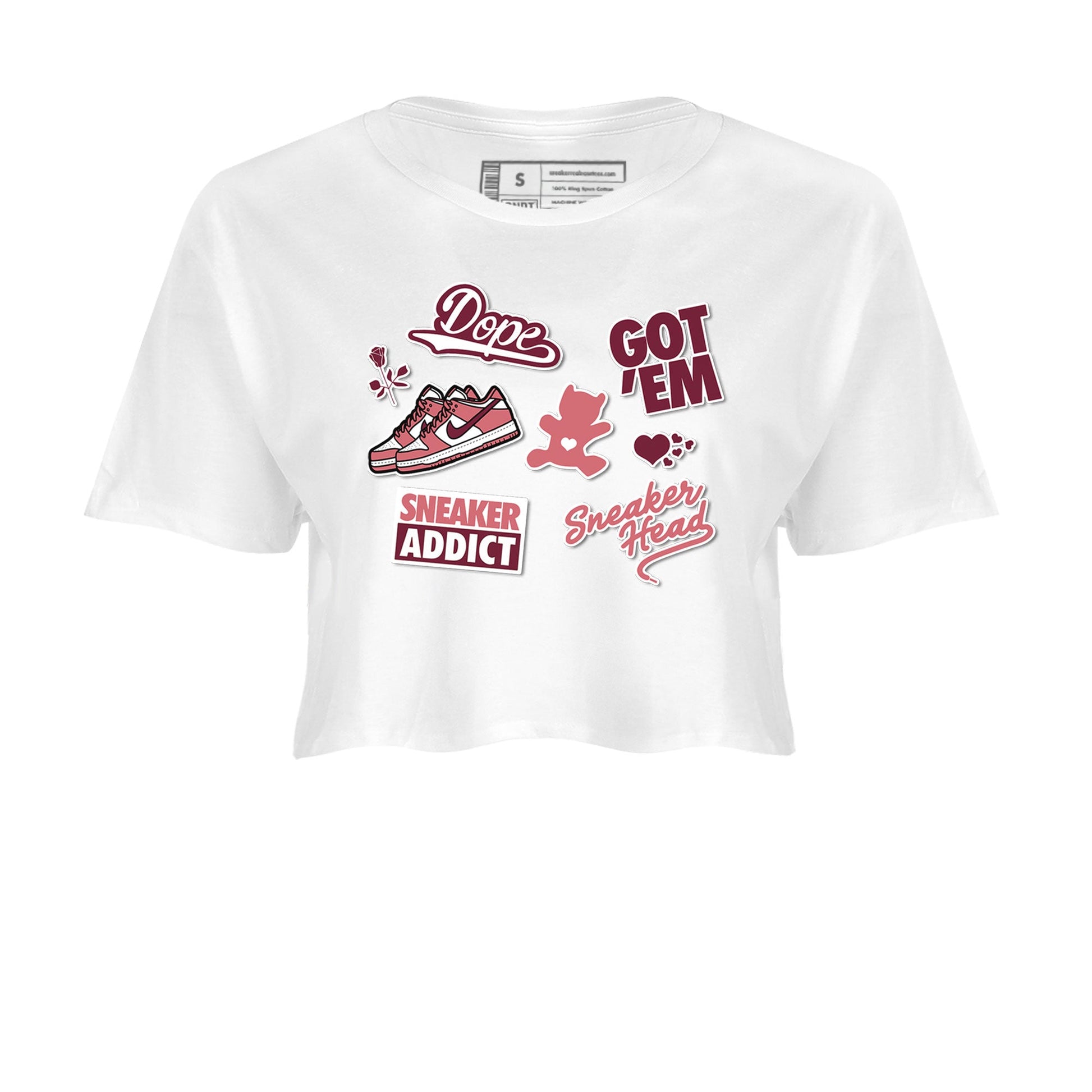 Dunk Low Valentines Day shirt to match jordans Sneakerhead Sticker sneaker tees Dunk Valentine's Day SNRT Sneaker Tees Sneaker Matching Cotton Shirt White 2 crop length shirt