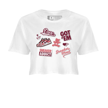 Dunk Low Valentines Day shirt to match jordans Sneakerhead Sticker sneaker tees Dunk Valentine's Day SNRT Sneaker Tees Sneaker Matching Cotton Shirt White 2 crop length shirt