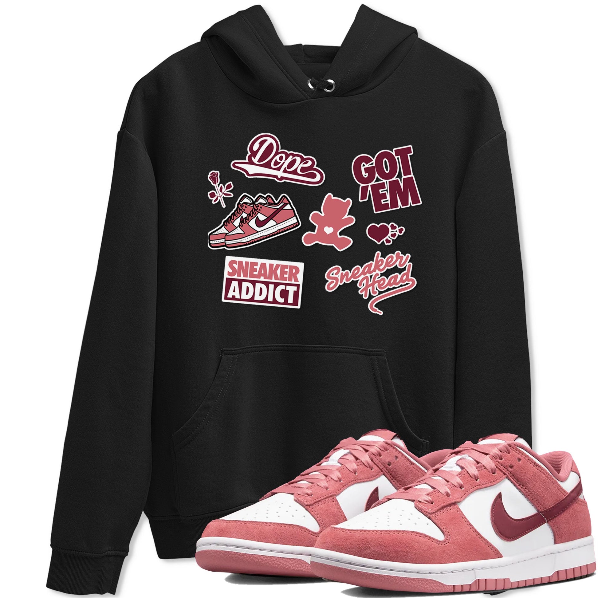 Dunk Low Valentines Day shirt to match jordans Sneakerhead Sticker sneaker tees Dunk Valentine's Day SNRT Sneaker Tees Sneaker Matching Cotton Shirt unisex cotton Black 1 crew neck shirt