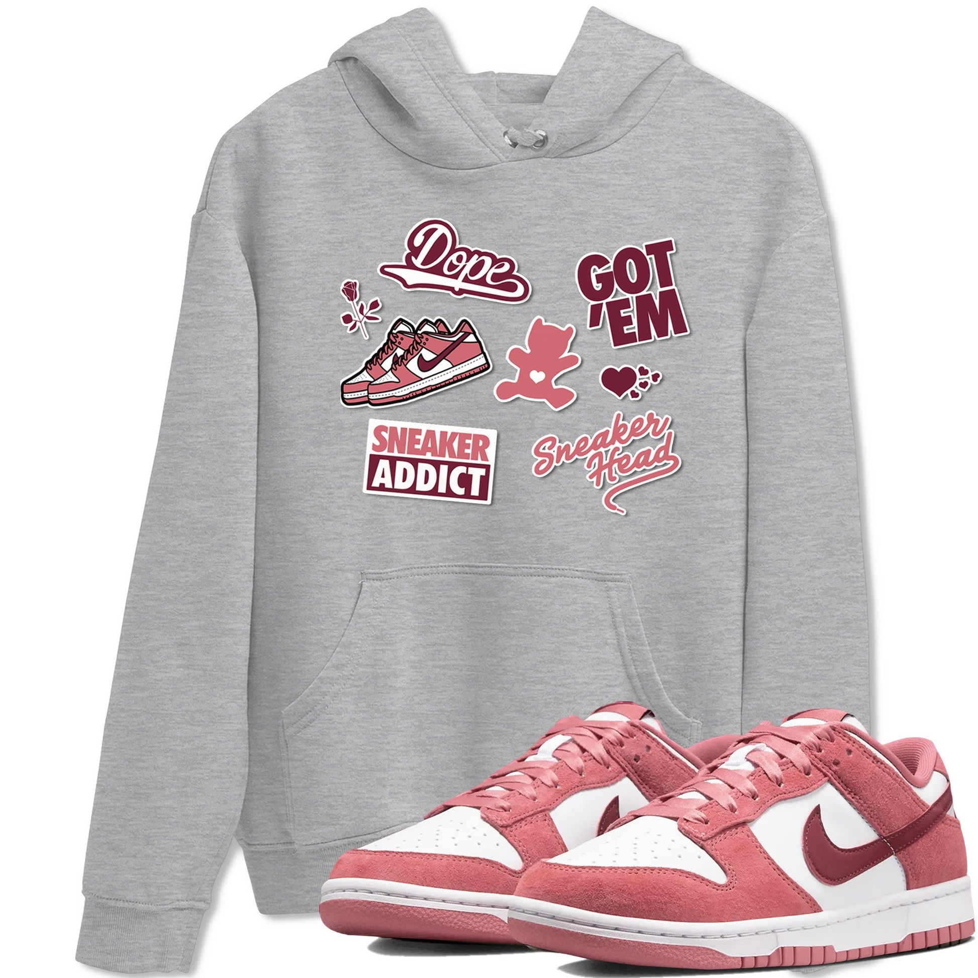 Dunk Low Valentines Day shirt to match jordans Sneakerhead Sticker sneaker tees Dunk Valentine's Day SNRT Sneaker Tees Sneaker Matching Cotton Shirt unisex cotton Heather Grey 1 crew neck shirt