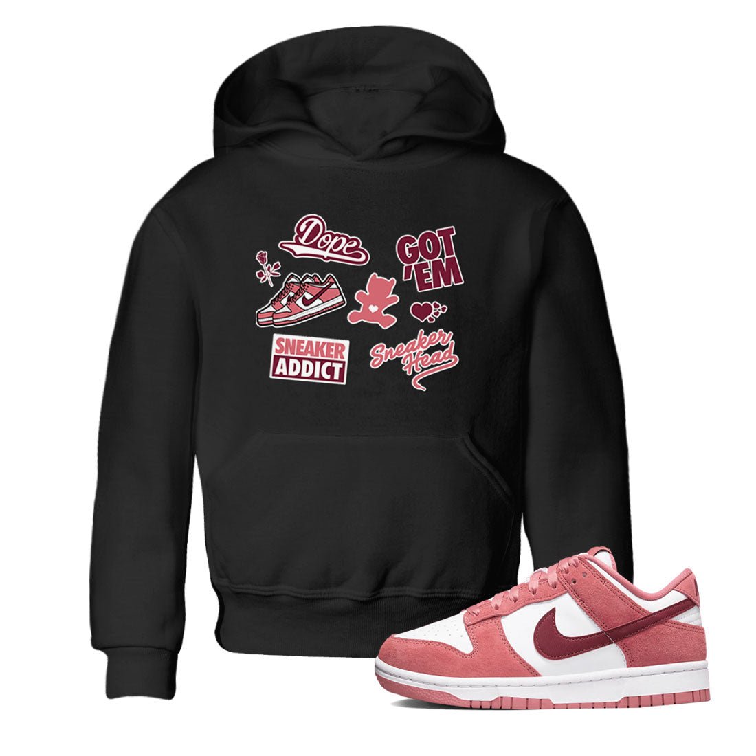Dunk Low Valentines Day shirt to match jordans Sneakerhead Sticker sneaker tees Dunk Valentine's Day SNRT Sneaker Tees Sneaker Matching Cotton Shirt baby toddler Black 1 cotton Shirt