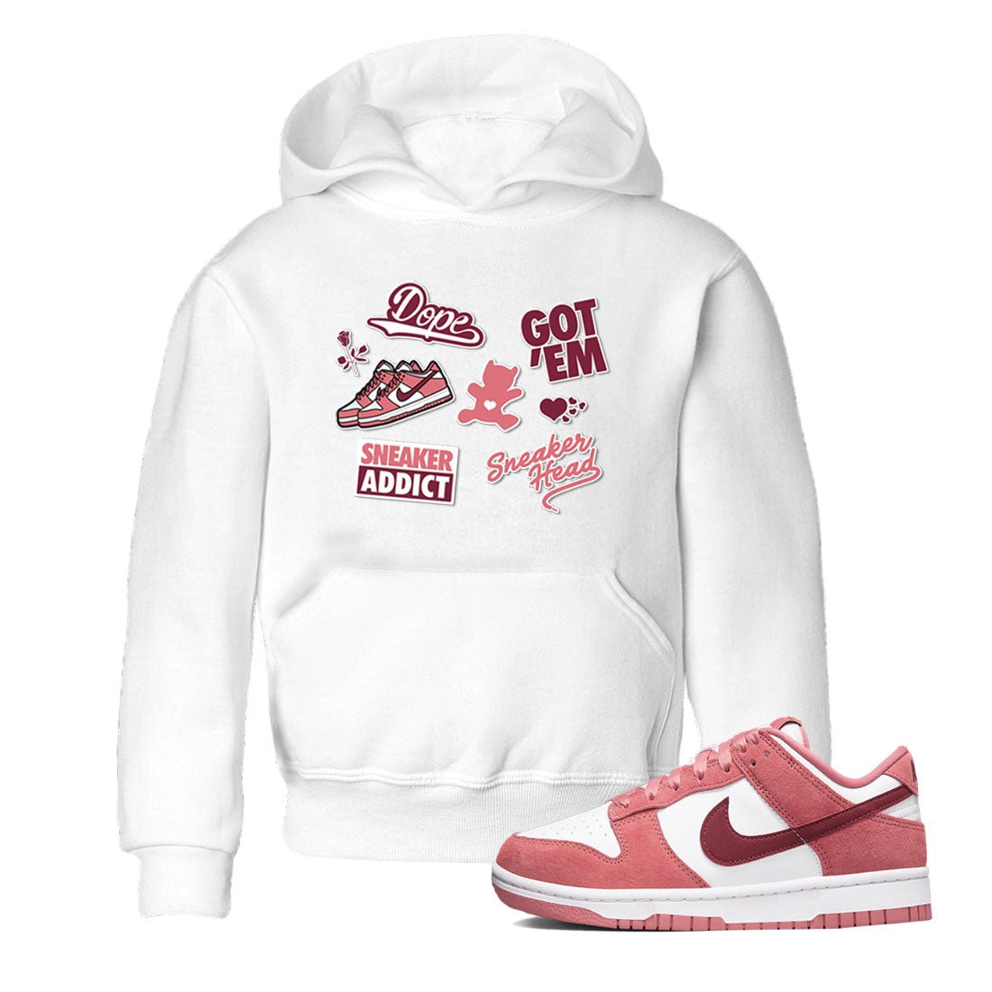 Dunk Low Valentines Day shirt to match jordans Sneakerhead Sticker sneaker tees Dunk Valentine's Day SNRT Sneaker Tees Sneaker Matching Cotton Shirt baby toddler White 1 cotton Shirt