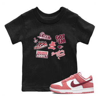 Dunk Low Valentines Day shirt to match jordans Sneakerhead Sticker sneaker tees Dunk Valentine's Day SNRT Sneaker Tees Sneaker Matching Cotton Shirt baby toddler Black 1 cotton Shirt
