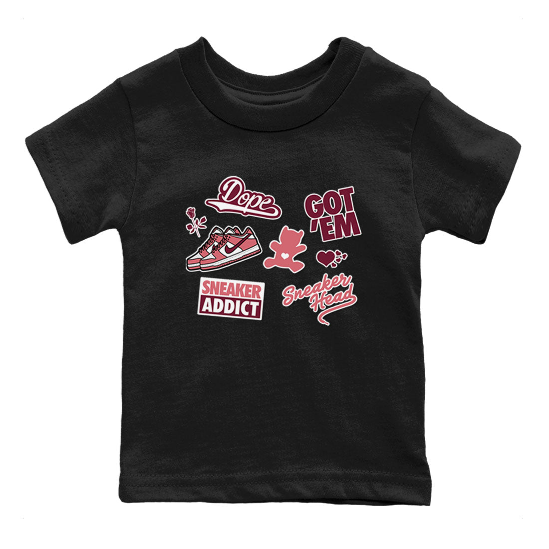 Dunk Low Valentines Day shirt to match jordans Sneakerhead Sticker sneaker tees Dunk Valentine's Day SNRT Sneaker Tees Sneaker Matching Cotton Shirt baby toddler Black 2 cotton Shirt