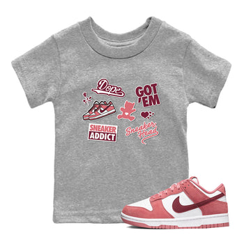Dunk Low Valentines Day shirt to match jordans Sneakerhead Sticker sneaker tees Dunk Valentine's Day SNRT Sneaker Tees Sneaker Matching Cotton Shirt baby toddler Heather Grey 1 cotton Shirt