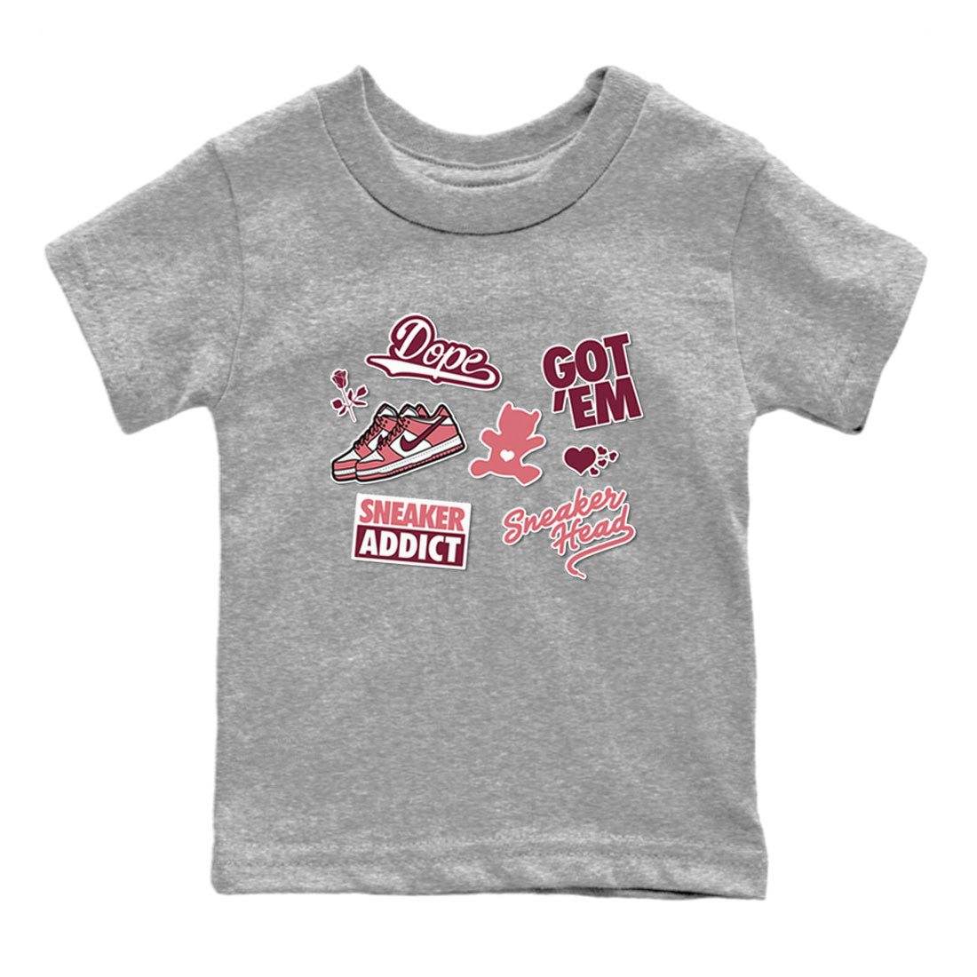Dunk Low Valentines Day shirt to match jordans Sneakerhead Sticker sneaker tees Dunk Valentine's Day SNRT Sneaker Tees Sneaker Matching Cotton Shirt baby toddler Heather Grey 2 cotton Shirt