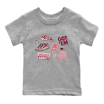 Dunk Low Valentines Day shirt to match jordans Sneakerhead Sticker sneaker tees Dunk Valentine's Day SNRT Sneaker Tees Sneaker Matching Cotton Shirt baby toddler Heather Grey 2 cotton Shirt