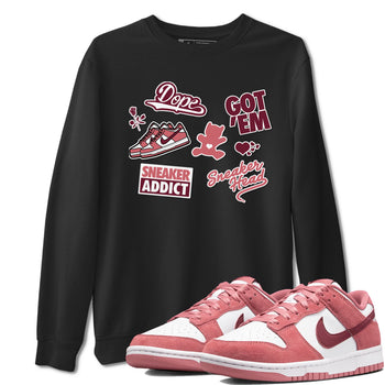 Dunk Low Valentines Day shirt to match jordans Sneakerhead Sticker sneaker tees Dunk Valentine's Day SNRT Sneaker Tees Sneaker Matching Cotton Shirt unisex cotton Black 1 crew neck shirt