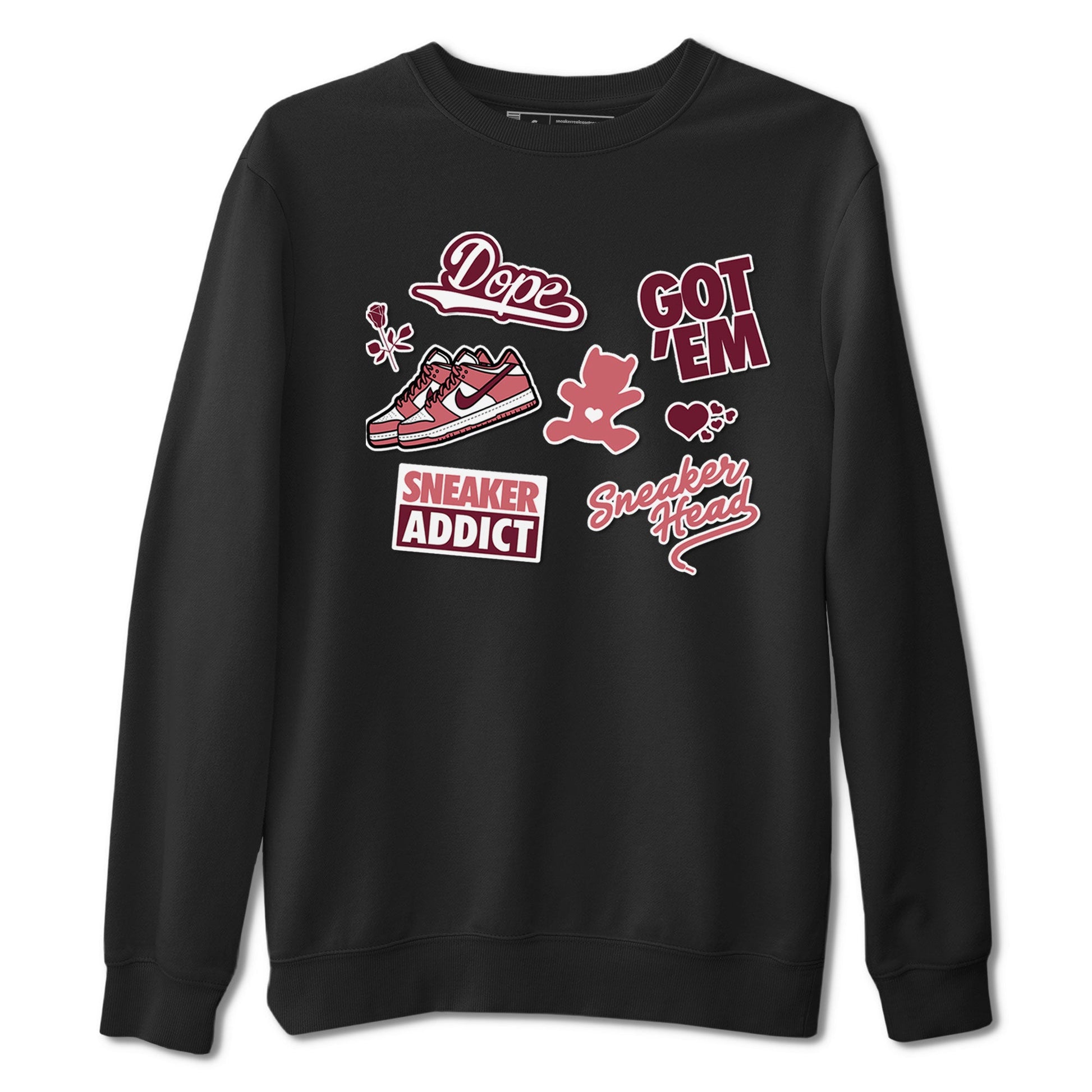 Dunk Low Valentines Day shirt to match jordans Sneakerhead Sticker sneaker tees Dunk Valentine's Day SNRT Sneaker Tees Sneaker Matching Cotton Shirt unisex cotton Black 2 crew neck shirt