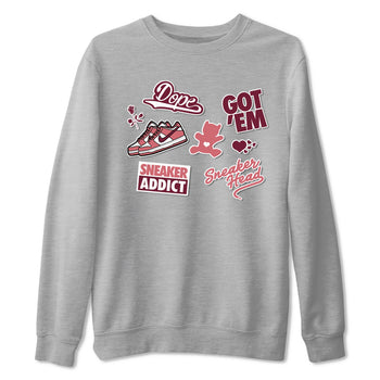 Dunk Low Valentines Day shirt to match jordans Sneakerhead Sticker sneaker tees Dunk Valentine's Day SNRT Sneaker Tees Sneaker Matching Cotton Shirt unisex cotton Heather Grey 2 crew neck shirt