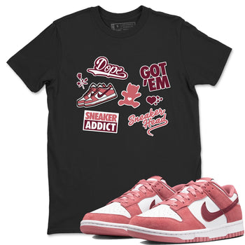 Dunk Low Valentines Day shirt to match jordans Sneakerhead Sticker sneaker tees Dunk Valentine's Day SNRT Sneaker Tees Sneaker Matching Cotton Shirt unisex cotton Black 1 crew neck shirt