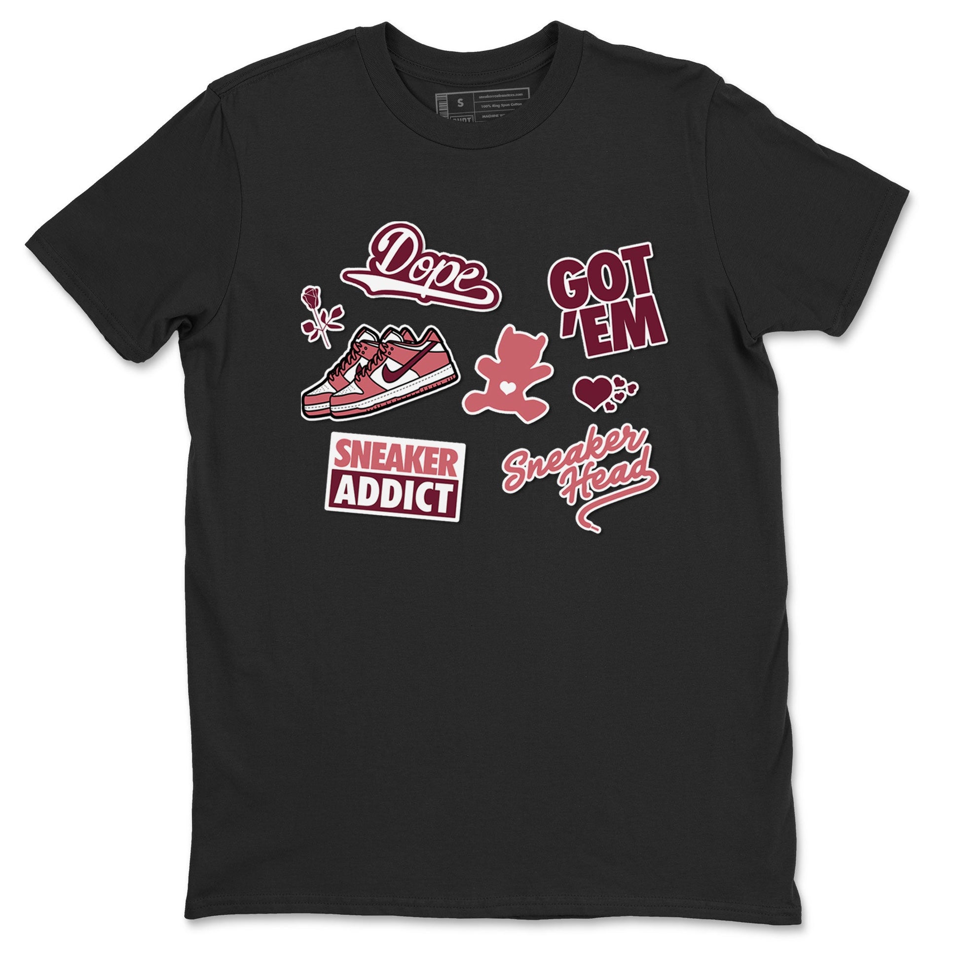 Dunk Low Valentines Day shirt to match jordans Sneakerhead Sticker sneaker tees Dunk Valentine's Day SNRT Sneaker Tees Sneaker Matching Cotton Shirt unisex cotton Black 2 crew neck shirt