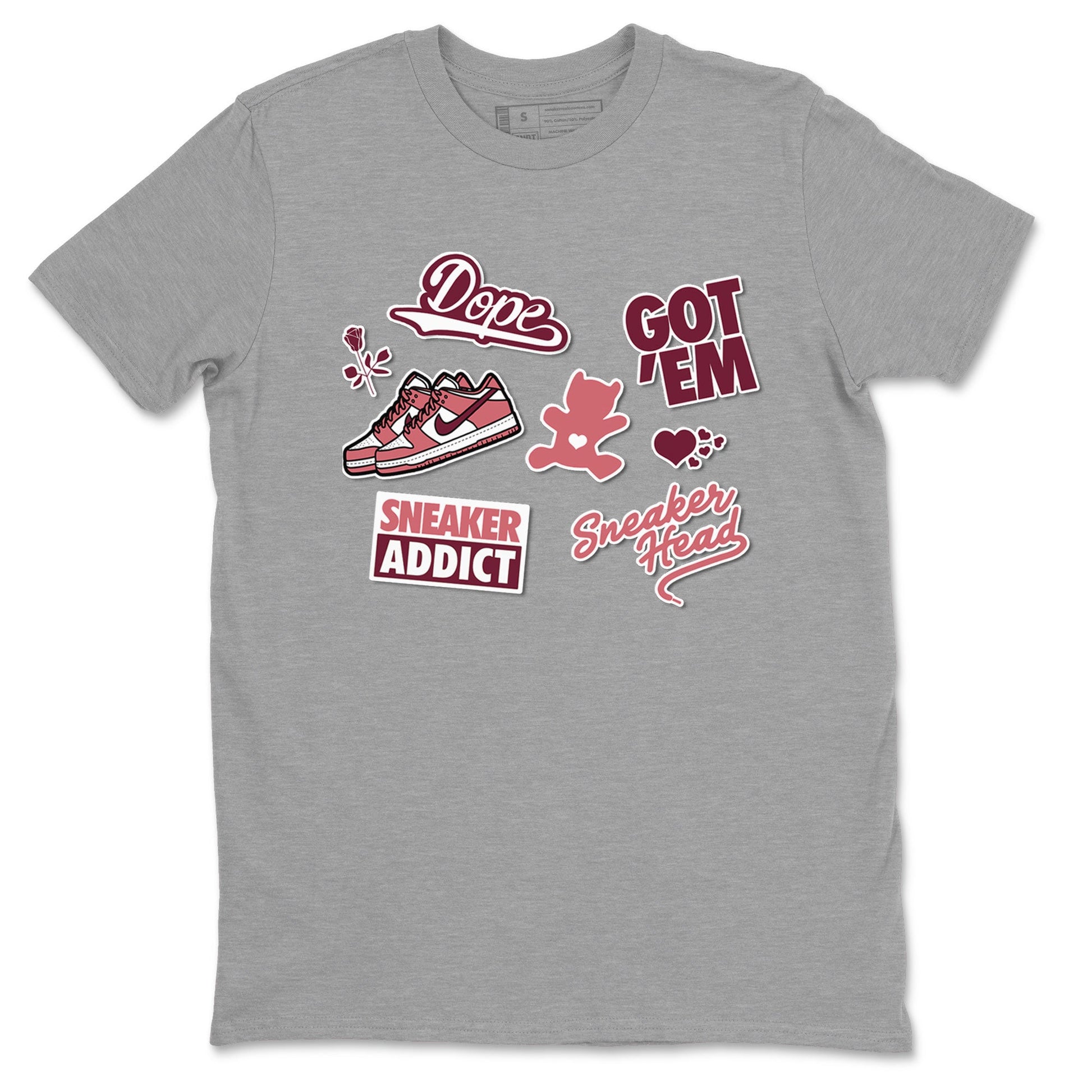 Dunk Low Valentines Day shirt to match jordans Sneakerhead Sticker sneaker tees Dunk Valentine's Day SNRT Sneaker Tees Sneaker Matching Cotton Shirt unisex cotton Heather Grey 2 crew neck shirt