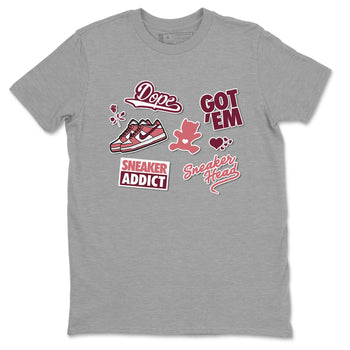 Dunk Low Valentines Day shirt to match jordans Sneakerhead Sticker sneaker tees Dunk Valentine's Day SNRT Sneaker Tees Sneaker Matching Cotton Shirt unisex cotton Heather Grey 2 crew neck shirt
