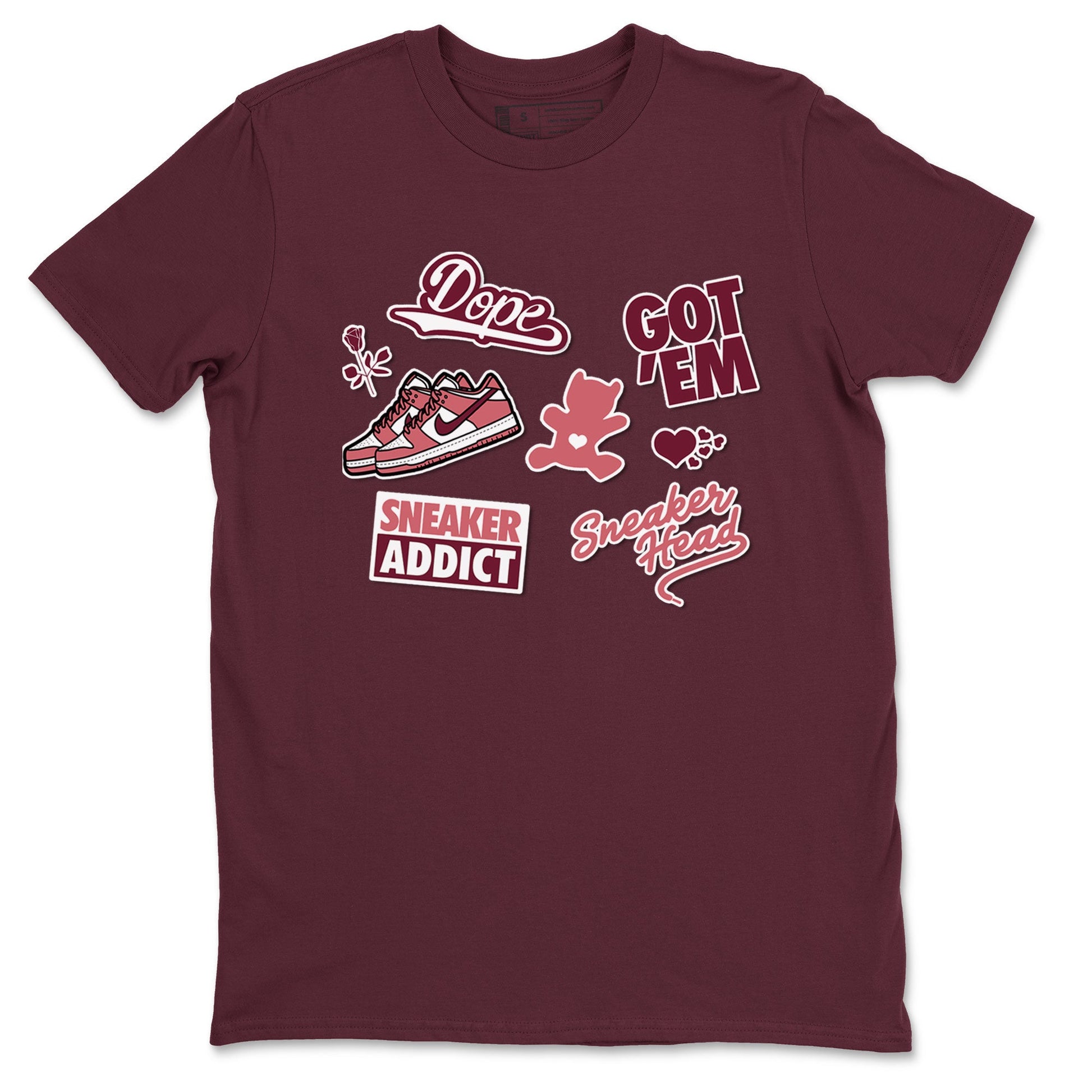 Dunk Low Valentines Day shirt to match jordans Sneakerhead Sticker sneaker tees Dunk Valentine's Day SNRT Sneaker Tees Sneaker Matching Cotton Shirt unisex cotton Maroon 2 crew neck shirt