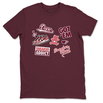 Dunk Low Valentines Day shirt to match jordans Sneakerhead Sticker sneaker tees Dunk Valentine's Day SNRT Sneaker Tees Sneaker Matching Cotton Shirt unisex cotton Maroon 2 crew neck shirt