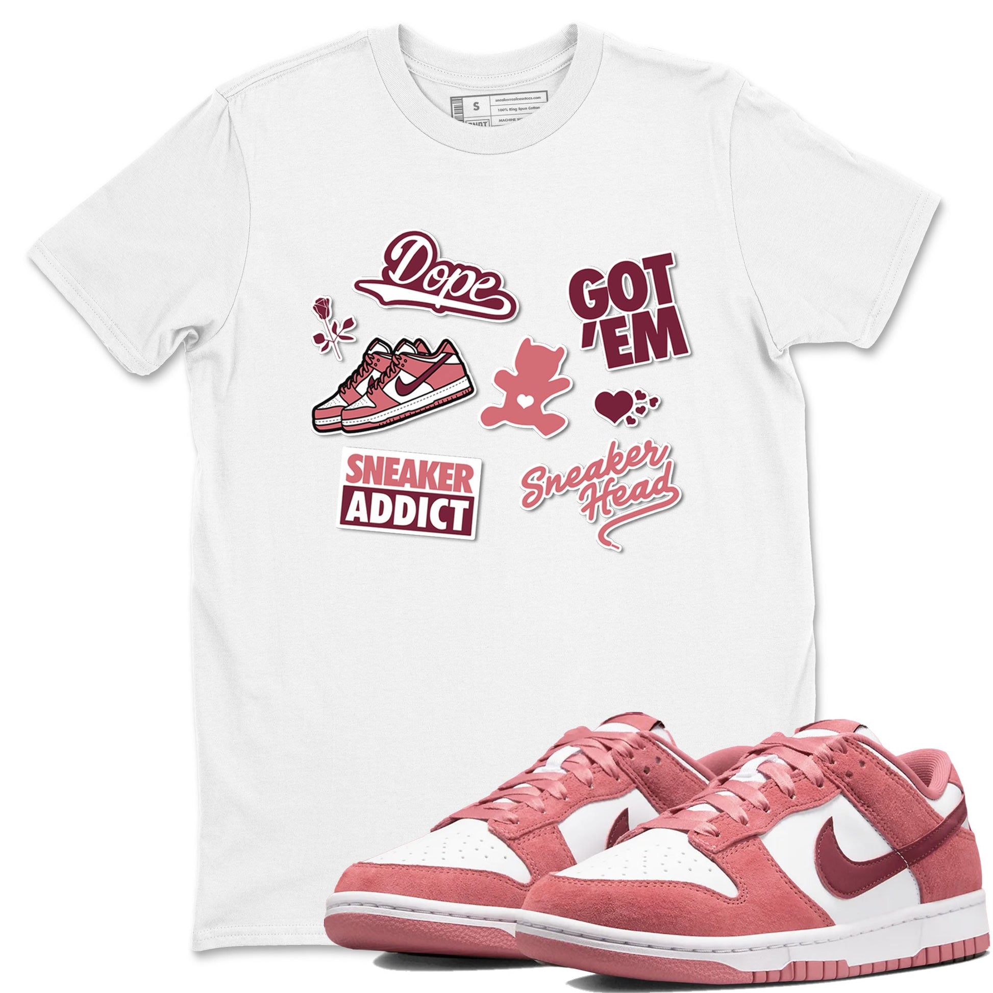 Dunk Low Valentines Day shirt to match jordans Sneakerhead Sticker sneaker tees Dunk Valentine's Day SNRT Sneaker Tees Sneaker Matching Cotton Shirt unisex cotton White 1 crew neck shirt