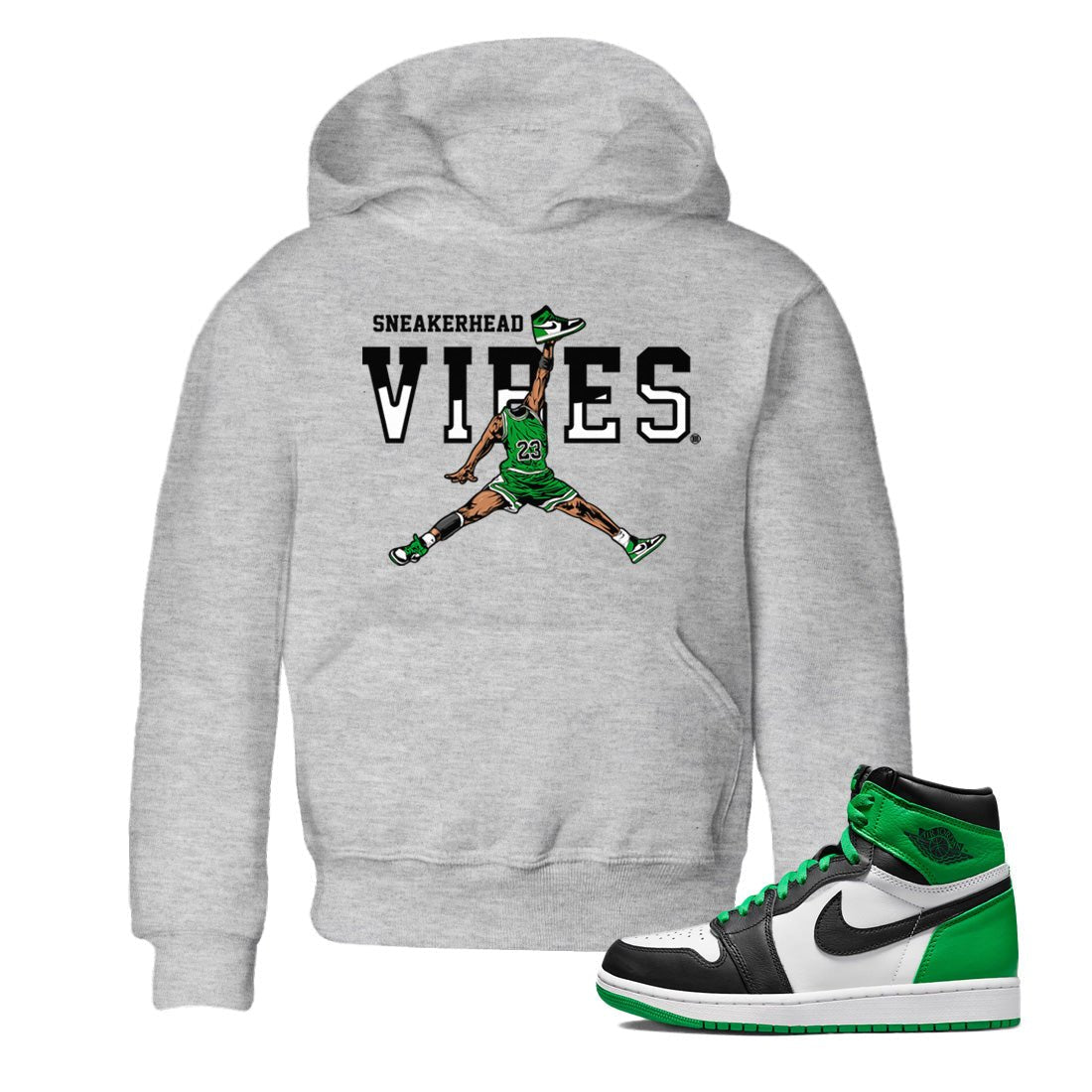 Air Jordan 1 Celtics Sneaker Match Tees Sneakerhead Vibes Sneaker Tees Air Jordan 1 Retro Celtics Sneaker Release Tees Kids Shirts Heather Grey 1