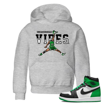 Air Jordan 1 Celtics Sneaker Match Tees Sneakerhead Vibes Sneaker Tees Air Jordan 1 Retro Celtics Sneaker Release Tees Kids Shirts Heather Grey 1
