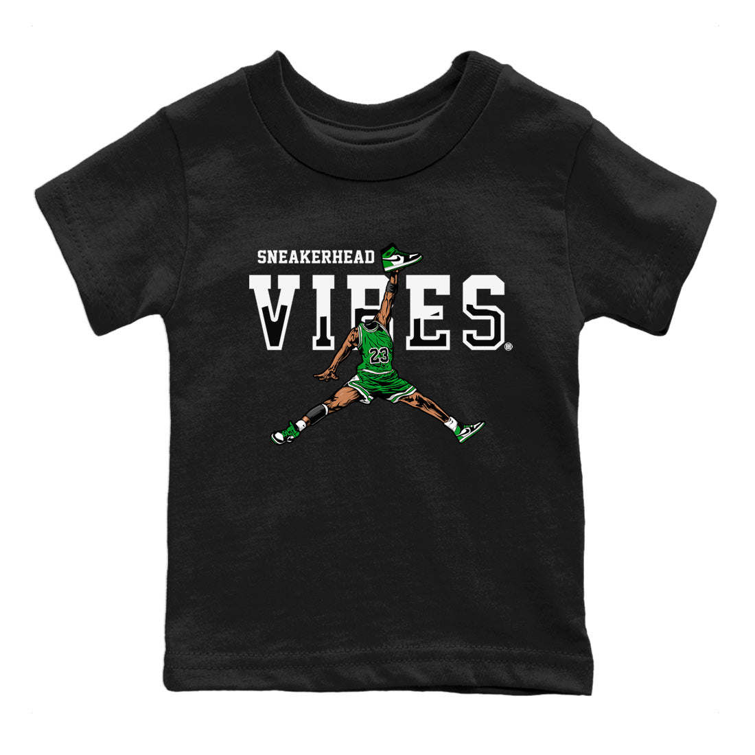 Air Jordan 1 Celtics Sneaker Match Tees Sneakerhead Vibes Sneaker Tees Air Jordan 1 Retro Celtics Sneaker Release Tees Kids Shirts Black 2