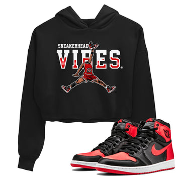 Air Jordan 1 Satin Bred shirt to match jordans Sneakerhead Vibes sneaker tees Air Jordan 1 Retro Satin Bred SNRT Sneaker Release Tees Black 1 Crop T-Shirt