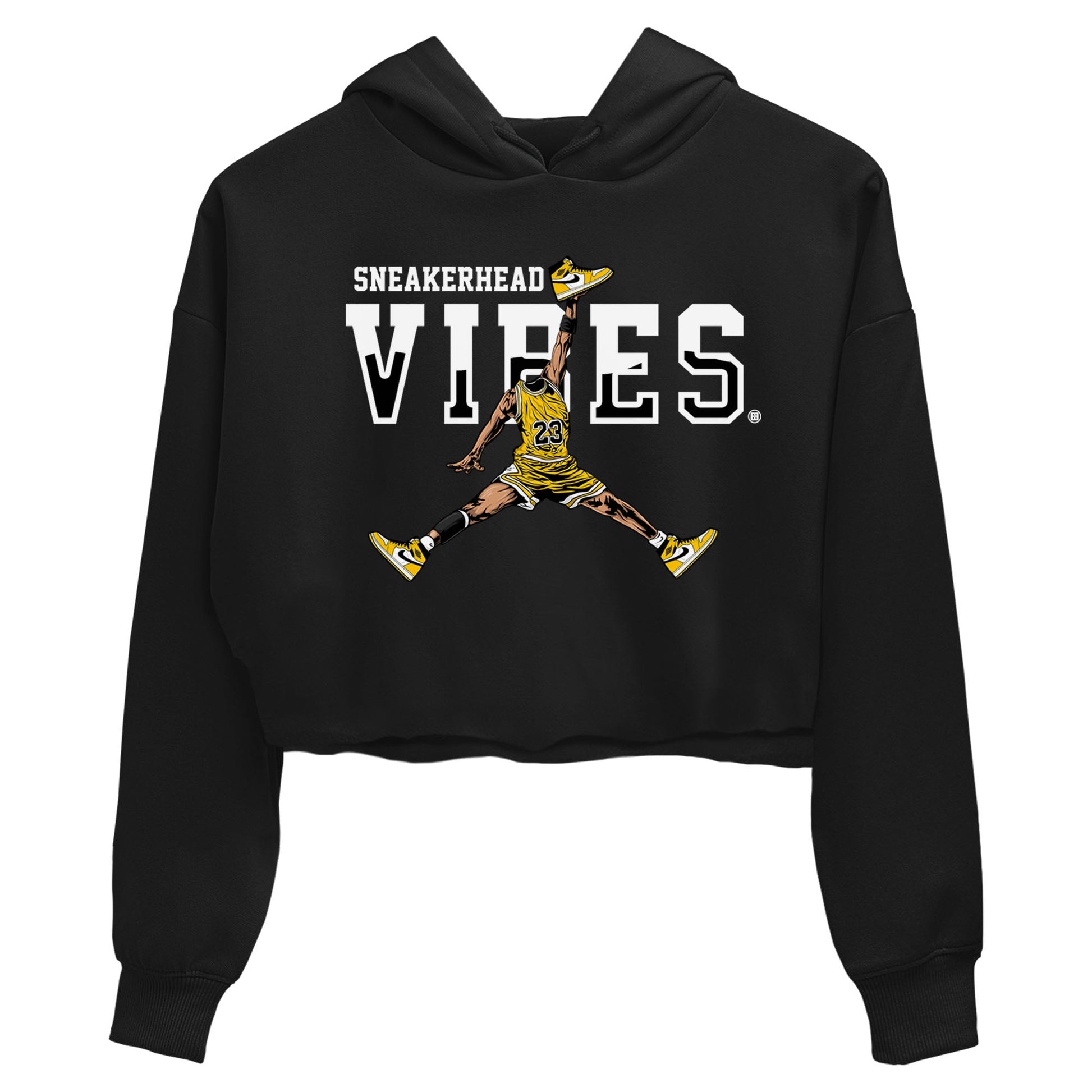 1s Yellow Ochre shirt to match jordans Sneakerhead Vibes sneaker tees streetwear brand Air Jordan 1 High OG Yellow Ochre SNRT Sneaker Release Tees Black 2 crop length shirt