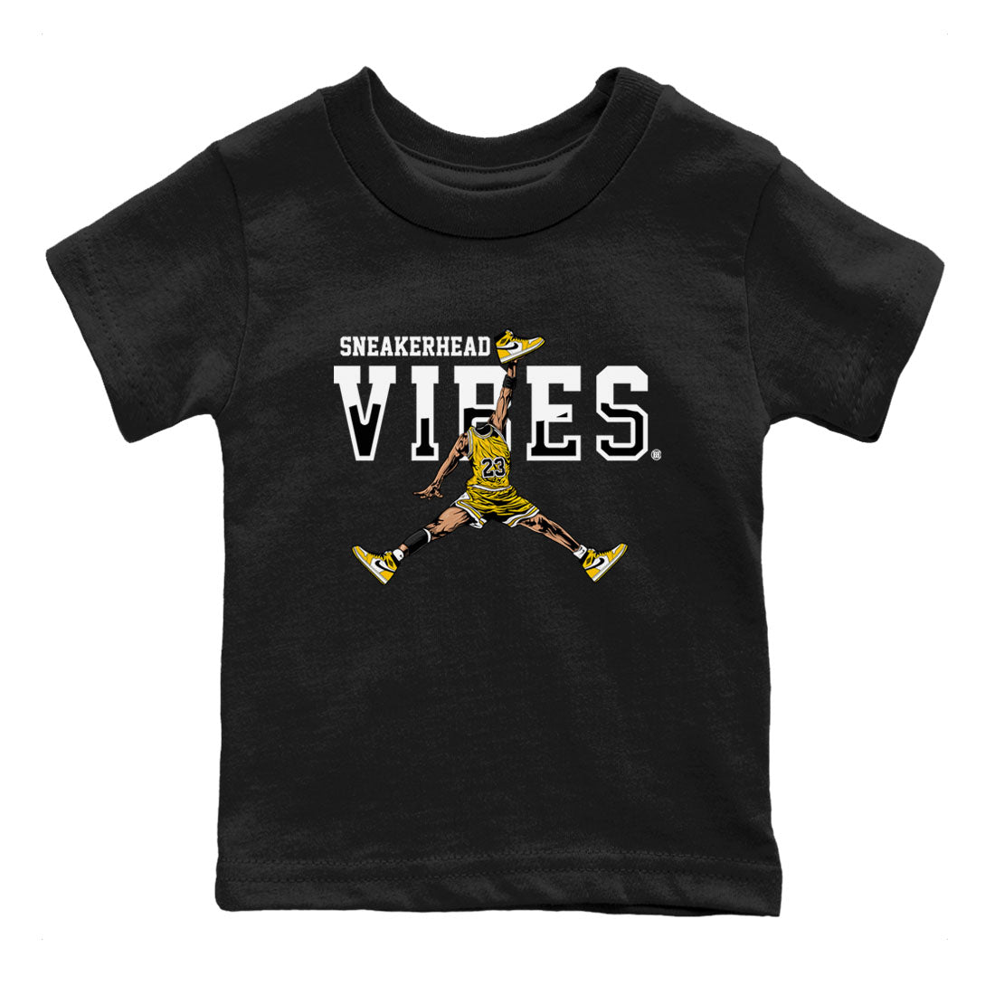 1s Yellow Ochre shirt to match jordans Sneakerhead Vibes sneaker tees streetwear brand Air Jordan 1 High OG Yellow Ochre SNRT sneaker release tees baby toddler Black 2 cotton Shirt