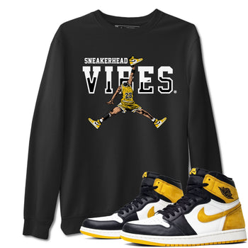 1s Yellow Ochre shirt to match jordans Sneakerhead Vibes sneaker tees streetwear brand Air Jordan 1 High OG Yellow Ochre SNRT Sneaker Release Tees unisex cotton Black 1 crew neck shirt