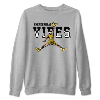 1s Yellow Ochre shirt to match jordans Sneakerhead Vibes sneaker tees streetwear brand Air Jordan 1 High OG Yellow Ochre SNRT Sneaker Release Tees unisex cotton Heather Grey 2 crew neck shirt