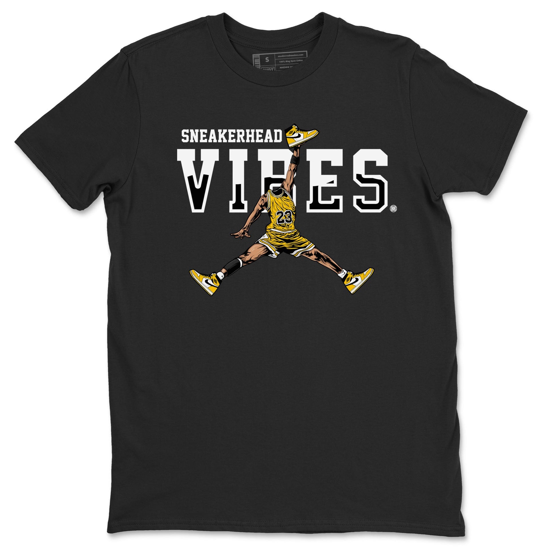 1s Yellow Ochre shirt to match jordans Sneakerhead Vibes sneaker tees streetwear brand Air Jordan 1 High OG Yellow Ochre SNRT Sneaker Release Tees unisex cotton Black 2 crew neck shirt