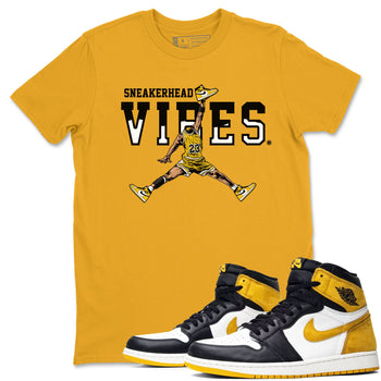 1s Yellow Ochre shirt to match jordans Sneakerhead Vibes sneaker tees streetwear brand Air Jordan 1 High OG Yellow Ochre SNRT Sneaker Release Tees unisex cotton Gold 1 crew neck shirt