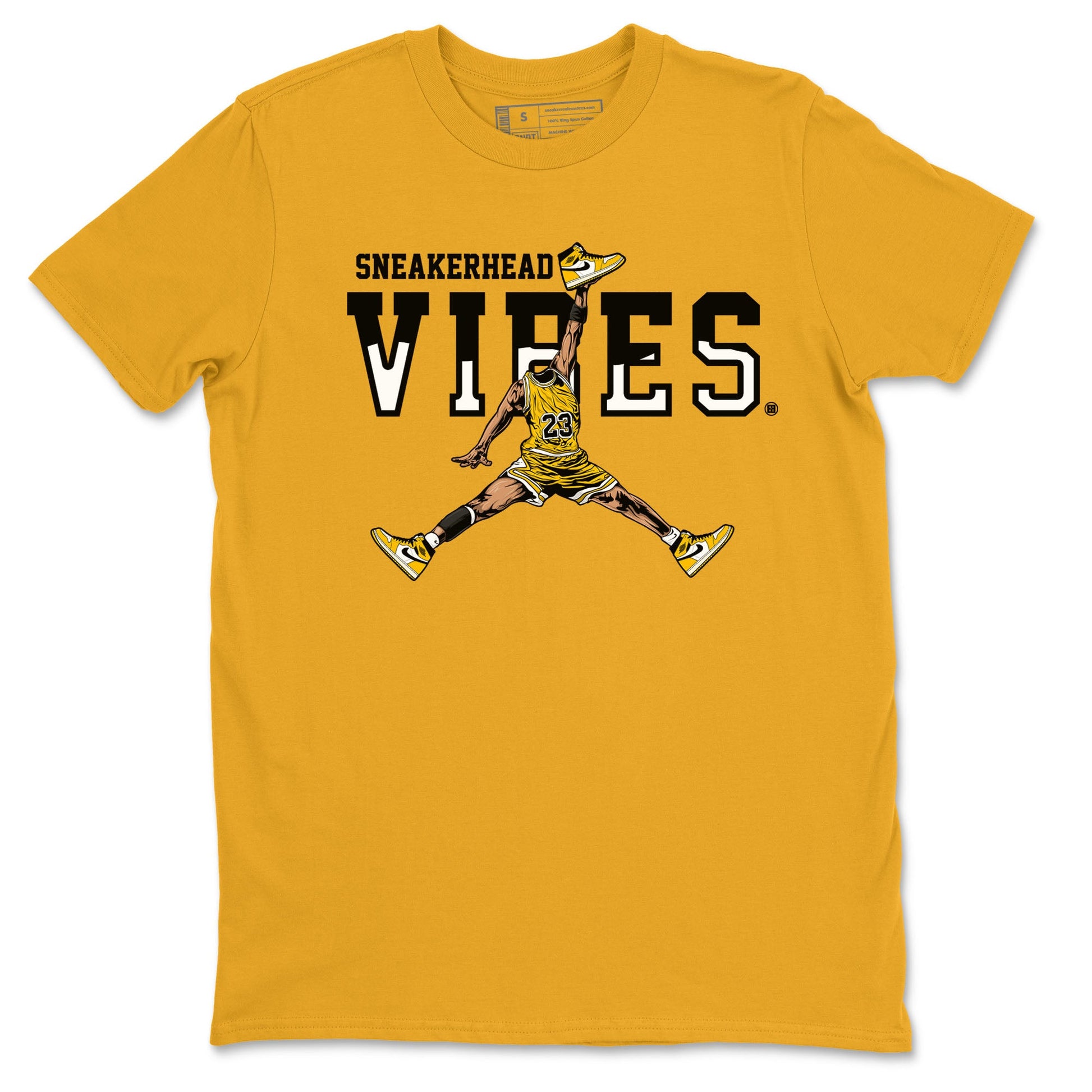 1s Yellow Ochre shirt to match jordans Sneakerhead Vibes sneaker tees streetwear brand Air Jordan 1 High OG Yellow Ochre SNRT Sneaker Release Tees unisex cotton Gold 2 crew neck shirt