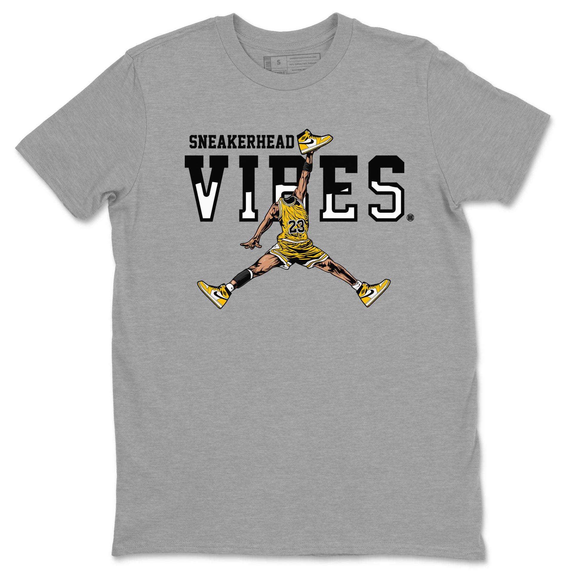 1s Yellow Ochre shirt to match jordans Sneakerhead Vibes sneaker tees streetwear brand Air Jordan 1 High OG Yellow Ochre SNRT Sneaker Release Tees unisex cotton Heather Grey 2 crew neck shirt