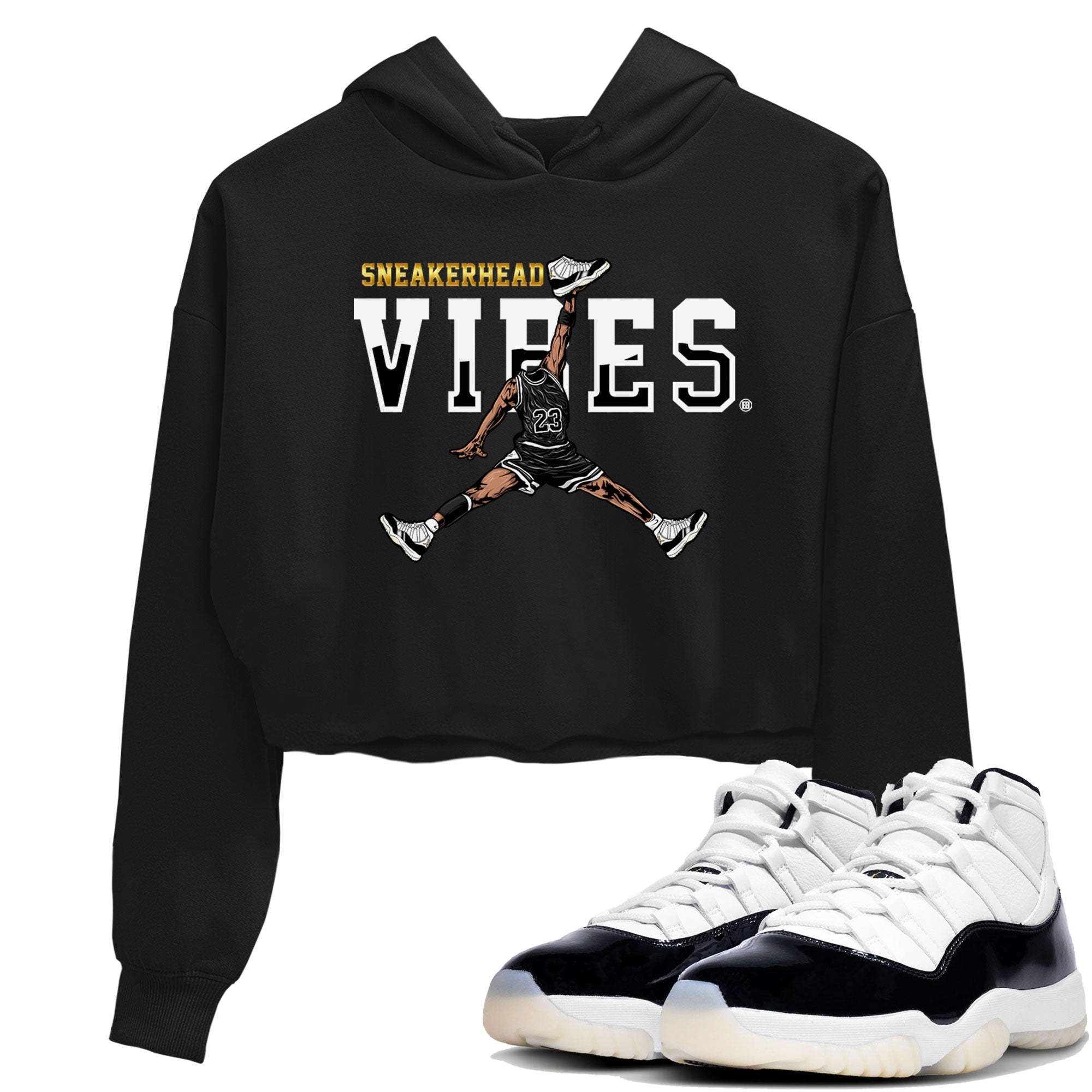 AJ11 Gratitude sneaker shirt to match jordans Sneakerhead Vibes sneaker tees Air Jordan 11 Gratitude SNRT Sneaker Release Tees Black 1 Crop T-Shirt