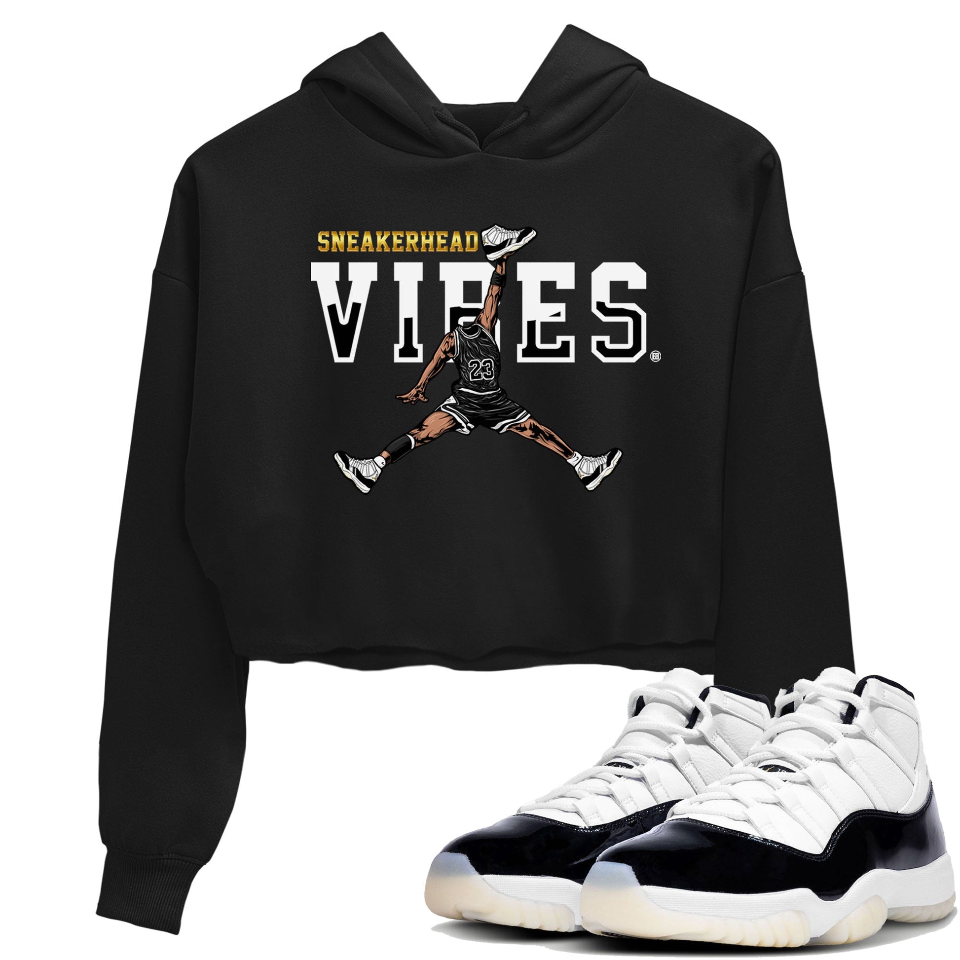 AJ11 Gratitude sneaker shirt to match jordans Sneakerhead Vibes sneaker tees Air Jordan 11 Gratitude SNRT Sneaker Release Tees Black 1 Crop T-Shirt