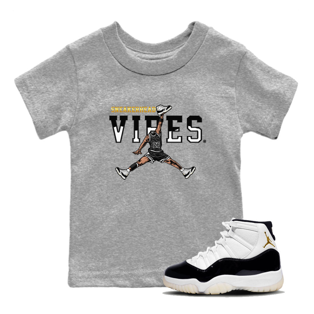 AJ11 Gratitude sneaker shirt to match jordans Sneakerhead Vibes sneaker tees Air Jordan 11 Gratitude SNRT Sneaker Release Tees Baby Toddler Heather Grey 1 T-Shirt