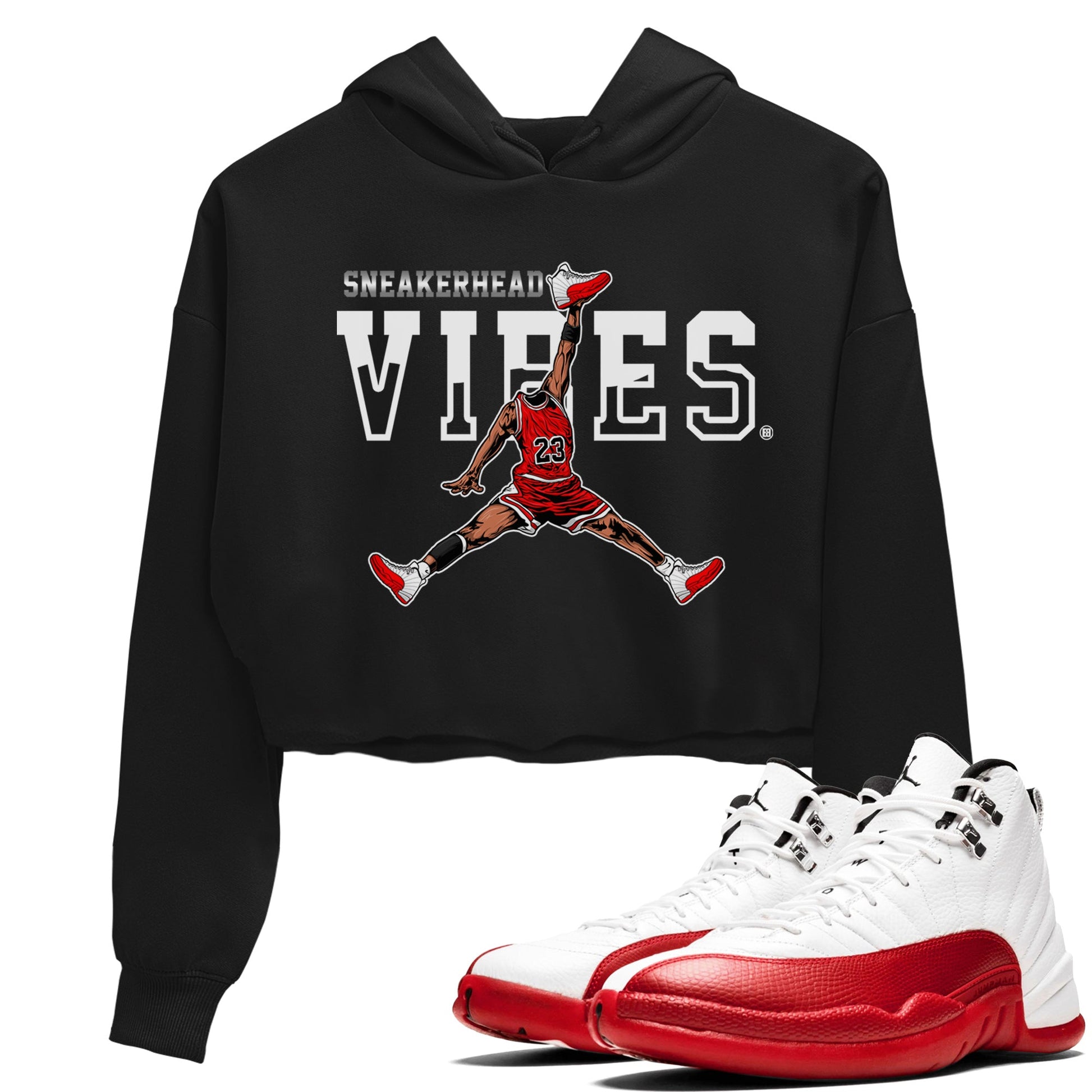 12s Cherry Sneaker Match Tees Jumpman Sneakerhead Vibes Sneaker Tees Air Jordan 12 Cherry Sneaker Release Tees Women's Shirts Black 1